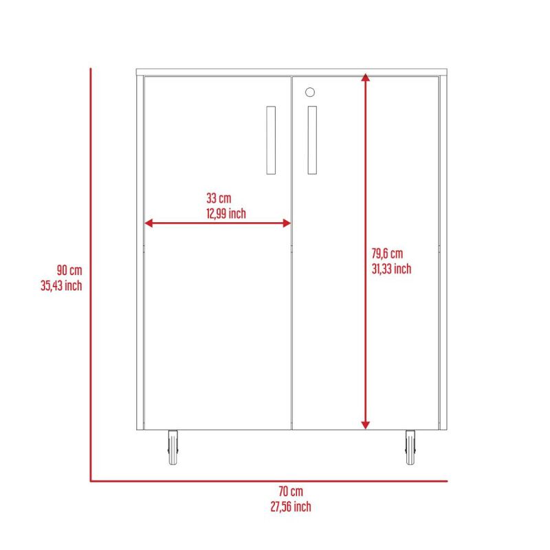 Streamdale Storage Cabinet, Casters, Double Door, Two Interior Shelves - Black image number 8