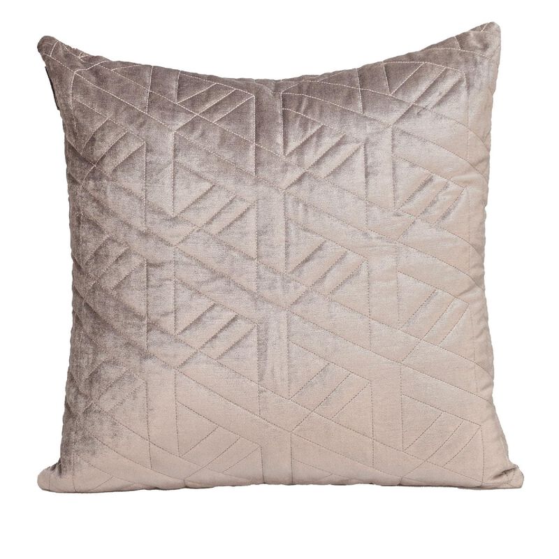 20" Beige Quilted Geometric Stitched Pattern Throw Pillow