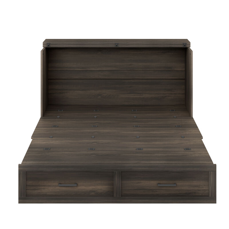 Merax Farmhouse Murphy Cabinet Bed with Charging Station