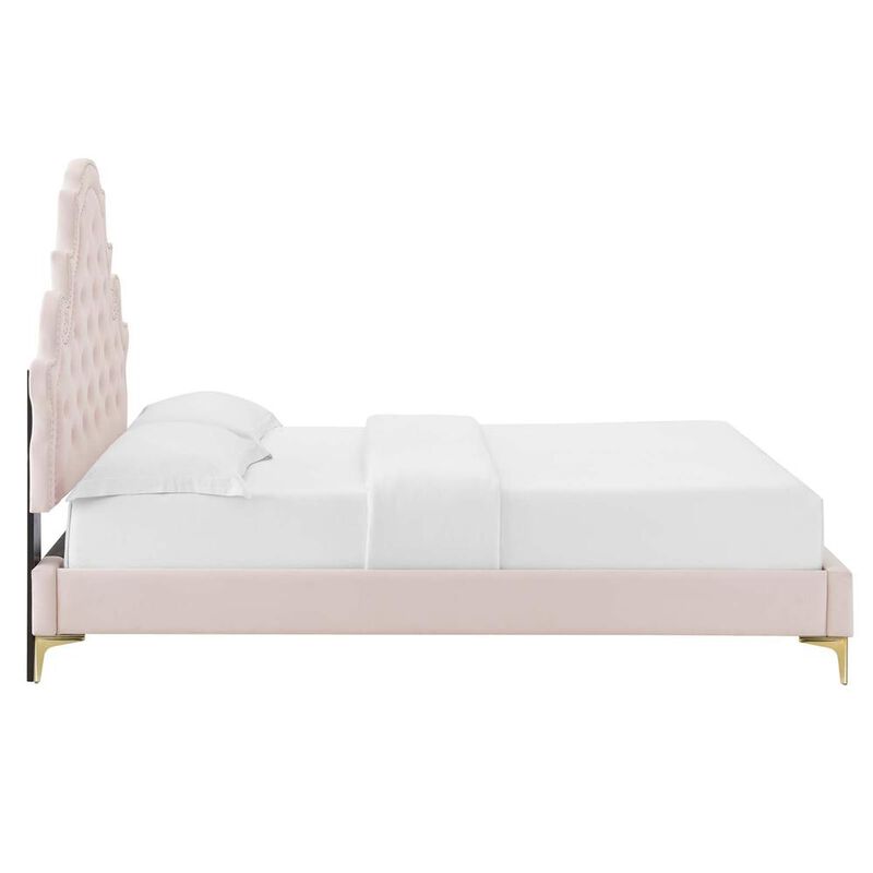 Gwyneth Tufted Performance Velvet Queen Platform Bed image number 2
