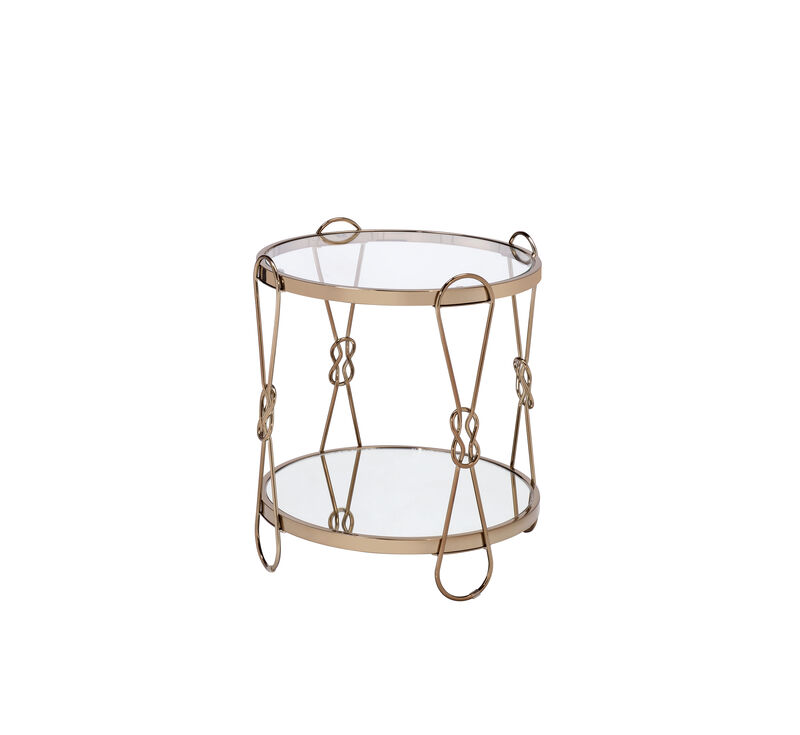 ACME Zekera End Table, Champagne & Mirrored