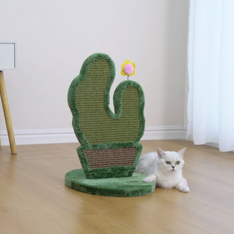 Petpals Natural Sisal Cactus-Shaped Cat Scratcher - 18"H, Natural Sisal, Small,
