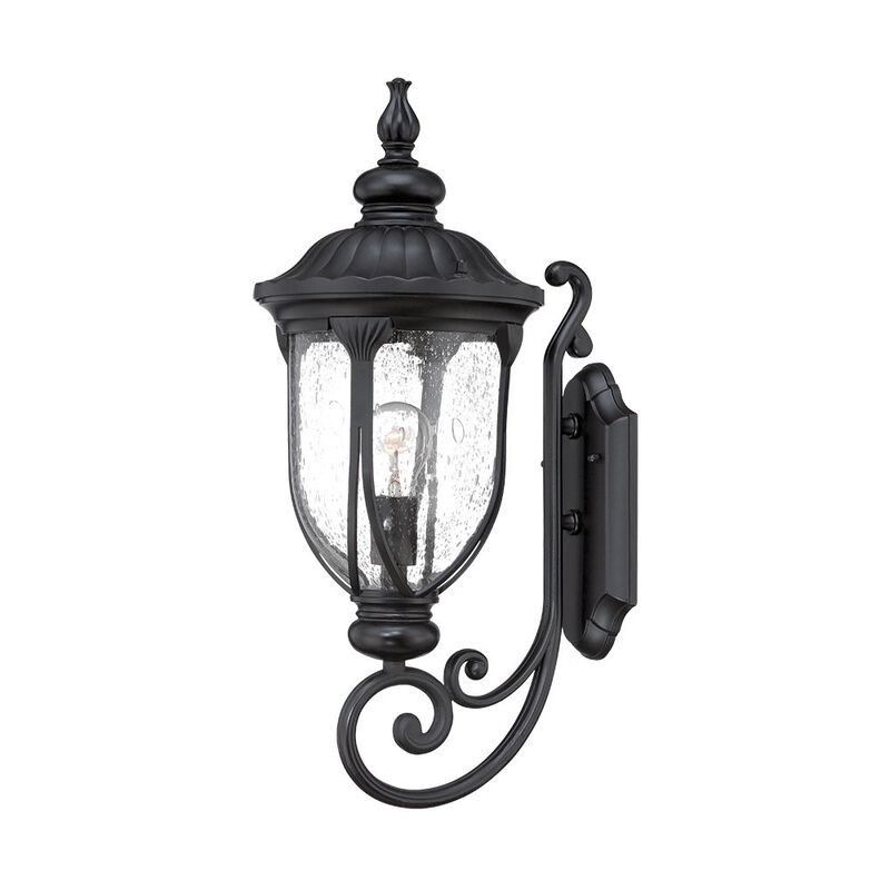 Hivvago XL Matte Black Cast Aluminum Glass Lantern Wall Light