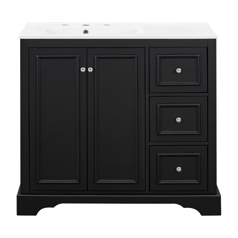 TATEUS 36-Inch Transitional Bathroom Vanity Ceramic Sink