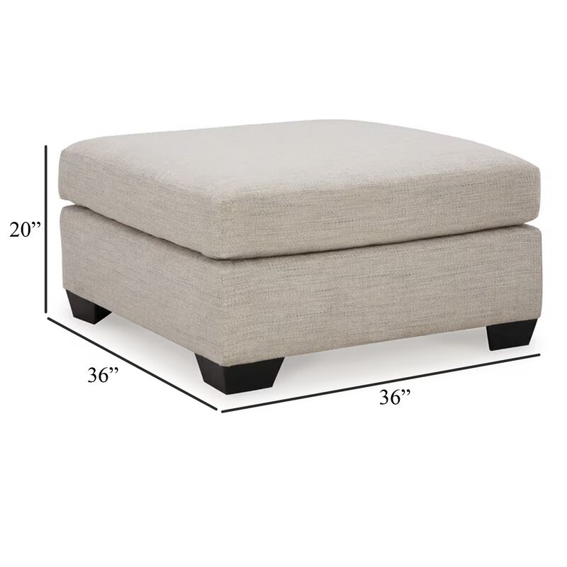 Joey Accent Ottoman, Soft Cushioned Beige Polyester, 36 Inch Square image number 4