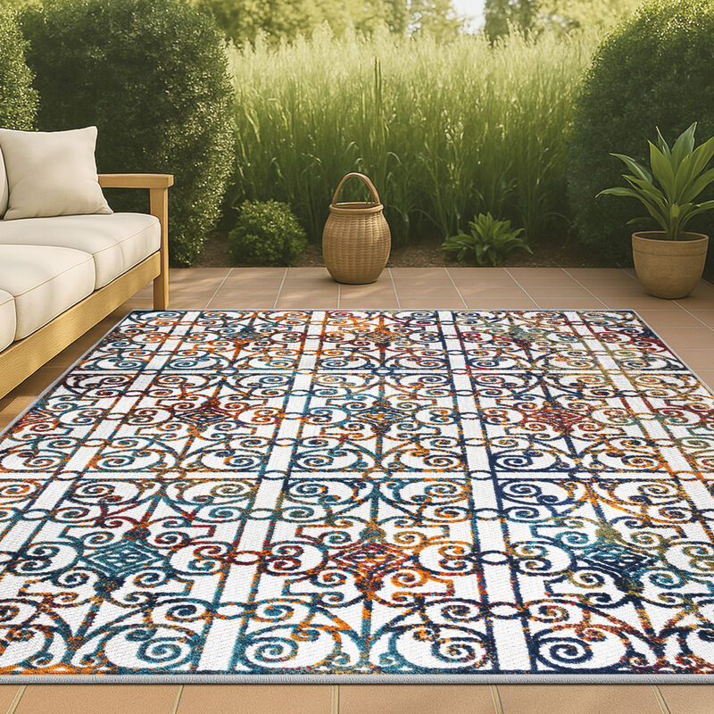 Cetara Ornate Trellis Indoor/Outdoor Area Rug
