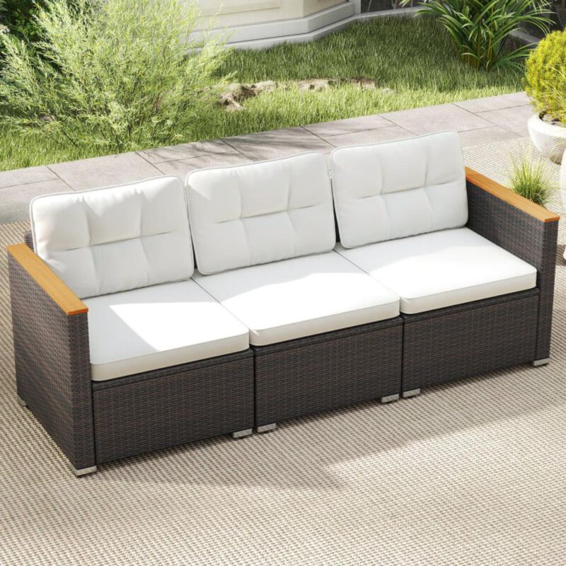 Hivvago 3-Seat Patio Couch Sofa with Deep Seating and Cushion
