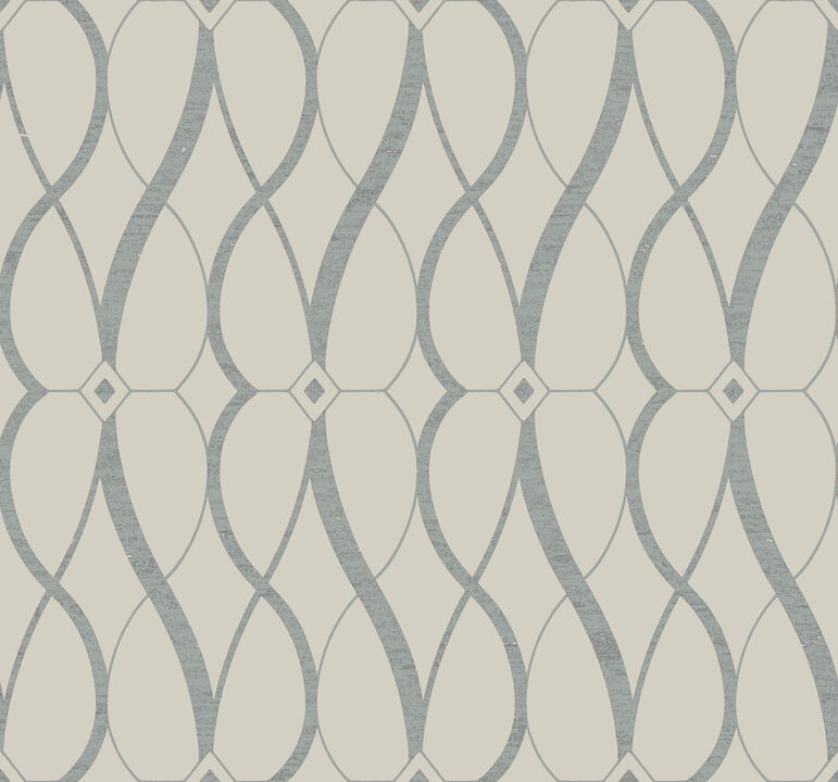 Graceful Geo Beige & Silver Wallpaper