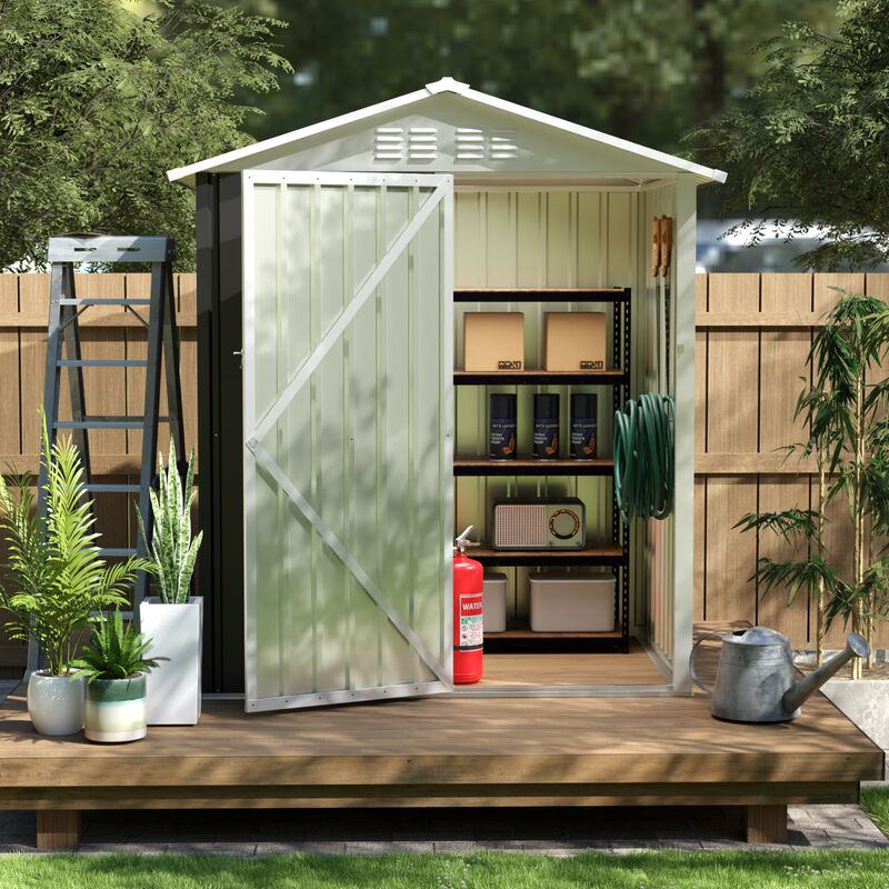 WOW PIONEER Durable Outdoor Metal Storage Shed Spacious Utility Unit for Backyard Patio Lawn Bikes Tools and Equipment All Weather Resistant Storage Solution image number 3