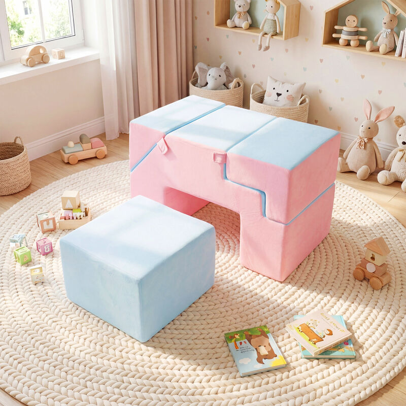Toddler 4-in-1 Foam Climbing Set with Slide Indoor Play Blocks image number 5