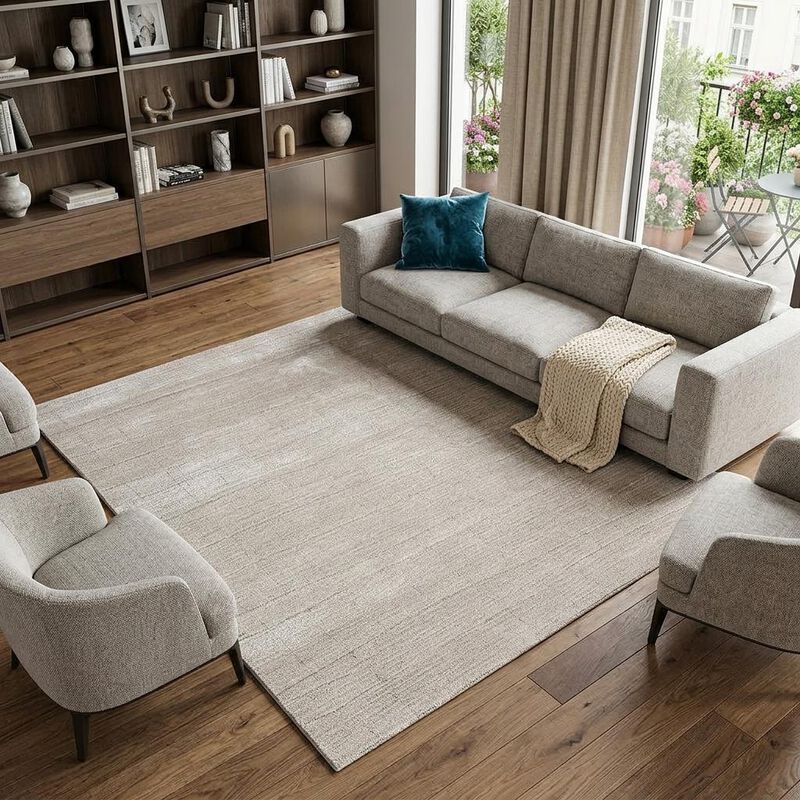 HomeRoots 8' X 10' Beige and Ivory Abstract Power Loom Area Rug image number 1