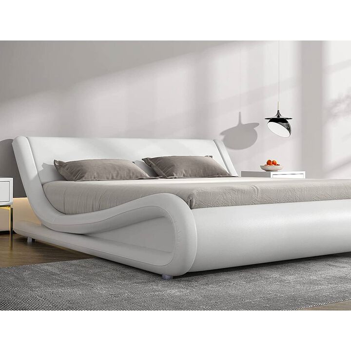 Faux Leather Platform Bed Frame with Headboard for Modern Bedroom Style