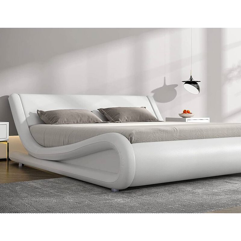 Faux Leather Platform Bed Frame with Headboard for Modern Bedroom Style