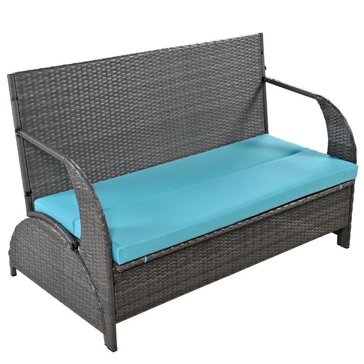 Whisen Versatile outdoor loveseat that converts to four seats and a table, suitable for gardens and lawns - Grey