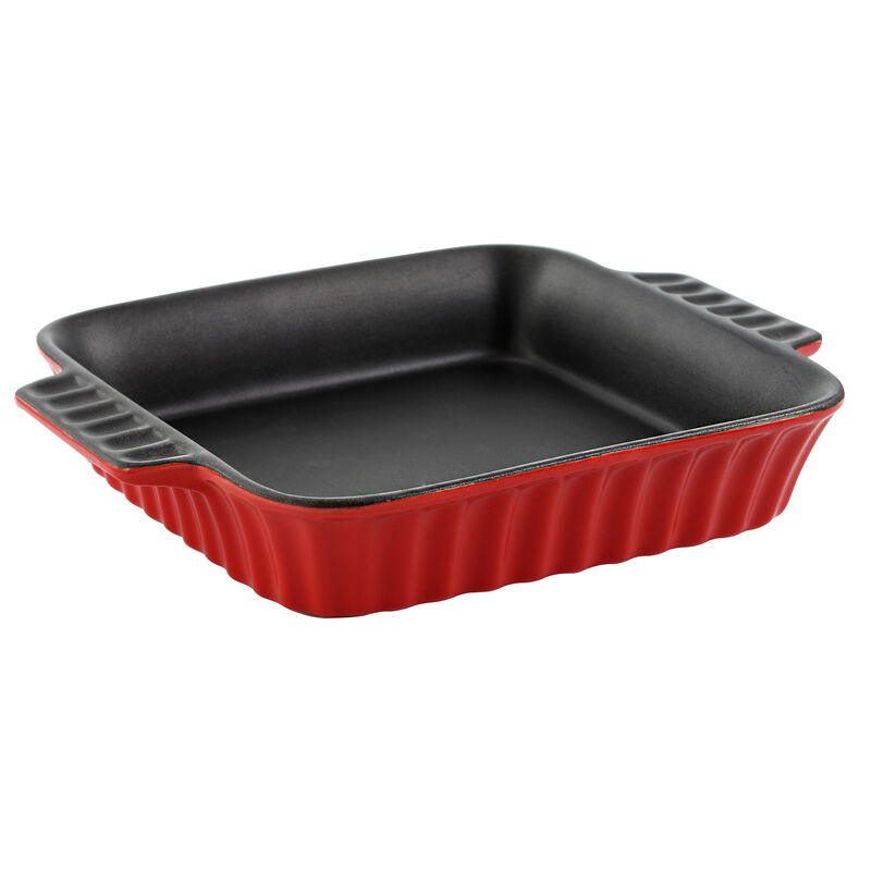 Crock-Pot Denhoff 8 in. Non-Stick Ribbed Casserole in Red
