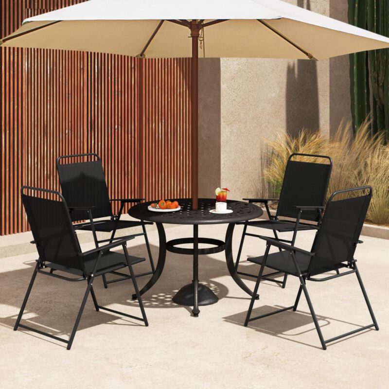 Hivvago Outdoor Folding Sling Chairs Set of 4 with Armrest and Backrest