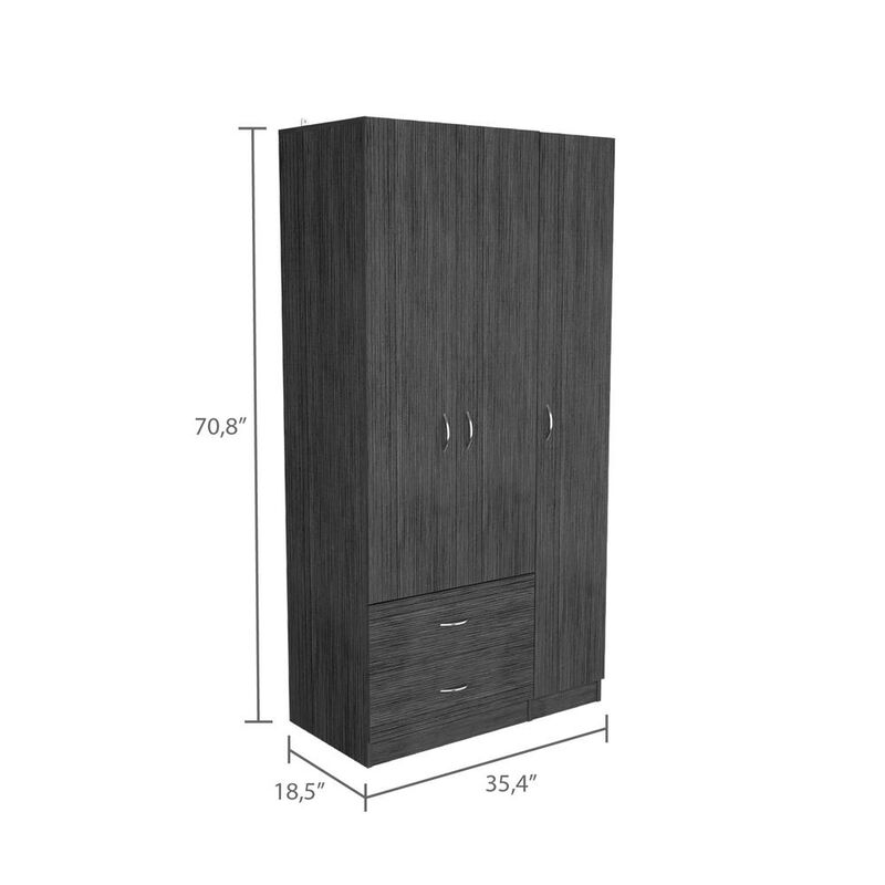 DEPOT E-SHOP Bosko 3 Doors Armoire Smoky Oak/White, For Bedroom