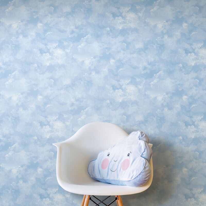 Atrium Clouds Blue Peel & Stick Wallpaper image number 2