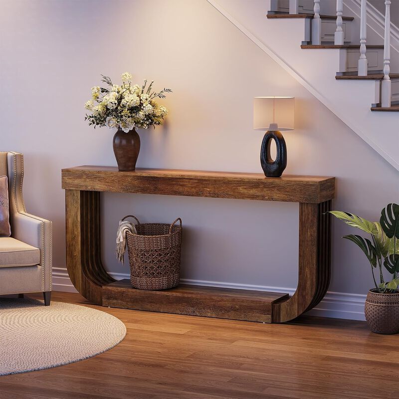 Tribesigns Farmhouse 2-Tier Console Table image number 2