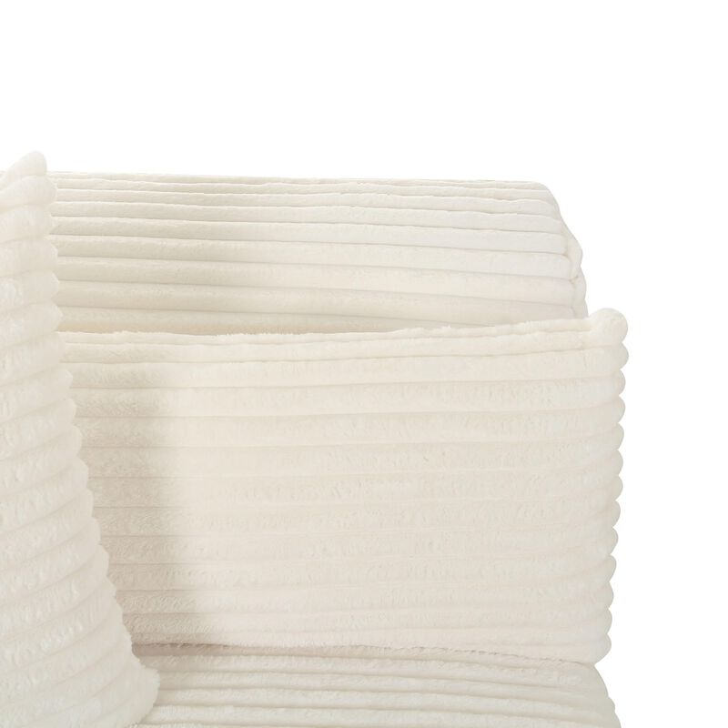 Casafoyer Tarra Fluffy Oversized Cream Corduroy Modular LAF Corner Chair image number 4