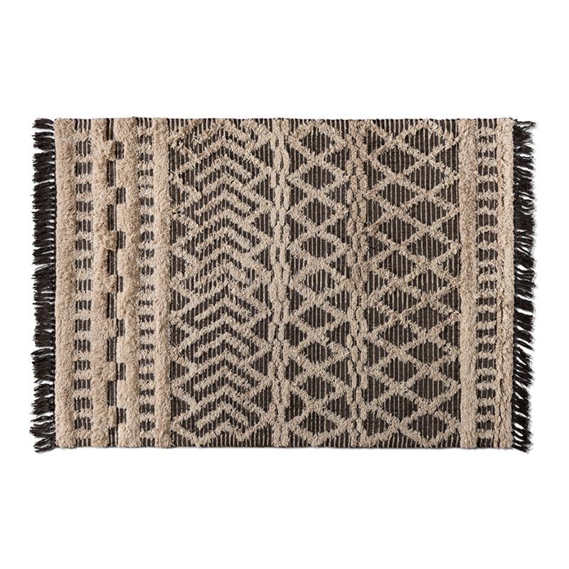 Baxton Studio Heino Modern and Contemporary Ivory and Charcoal Handwoven Wool Area Rug