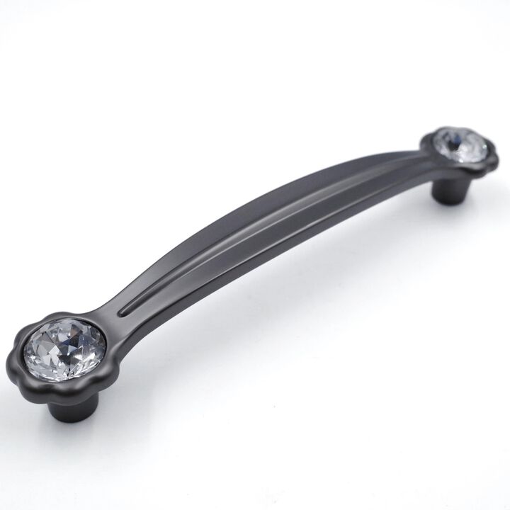 JETLAND Cabinet Drawer Crystal Pulls, 2-Pack, Grey with Clear Glass, 5"" Hole Centers, Shining Daisy, Cabinet Handles for Dresse