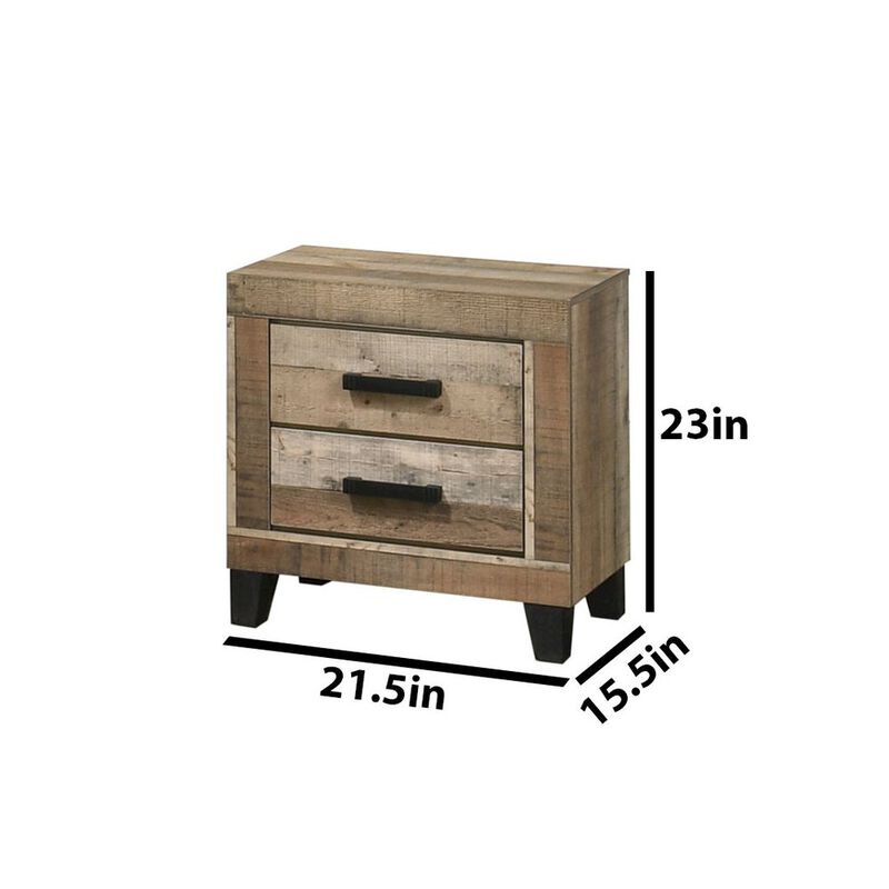 Best Quality Furniture Weathered Brown Pine 2-Drawers Nightstand image number 2