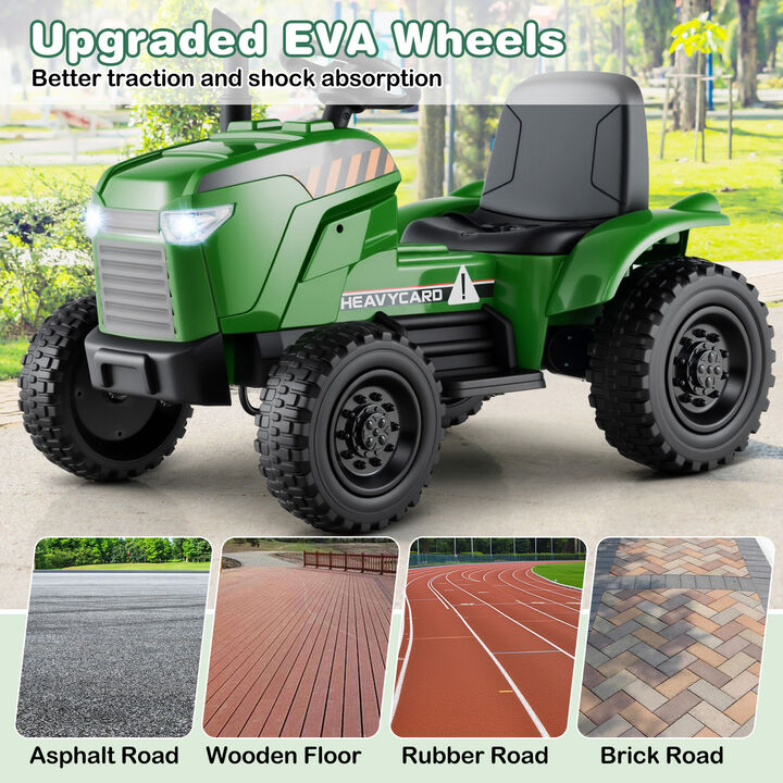 12V Electric Kids Ride-On Tractor with Trailer and 3-Gear Driving System