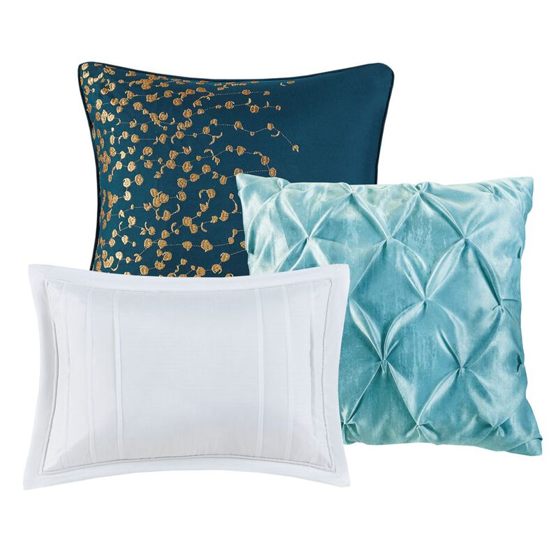 Gracie Mills Bernadine 7-Piece Metallic Print Comforter Set