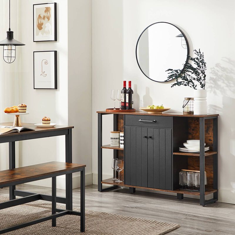 BreeBe Brown & Black Buffet Cabinet with Drawer