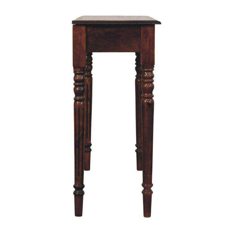 Artisan Furniture Solid Wood Heritage Turned-Leg Console Table, 2 Drawers, Brown image number 6