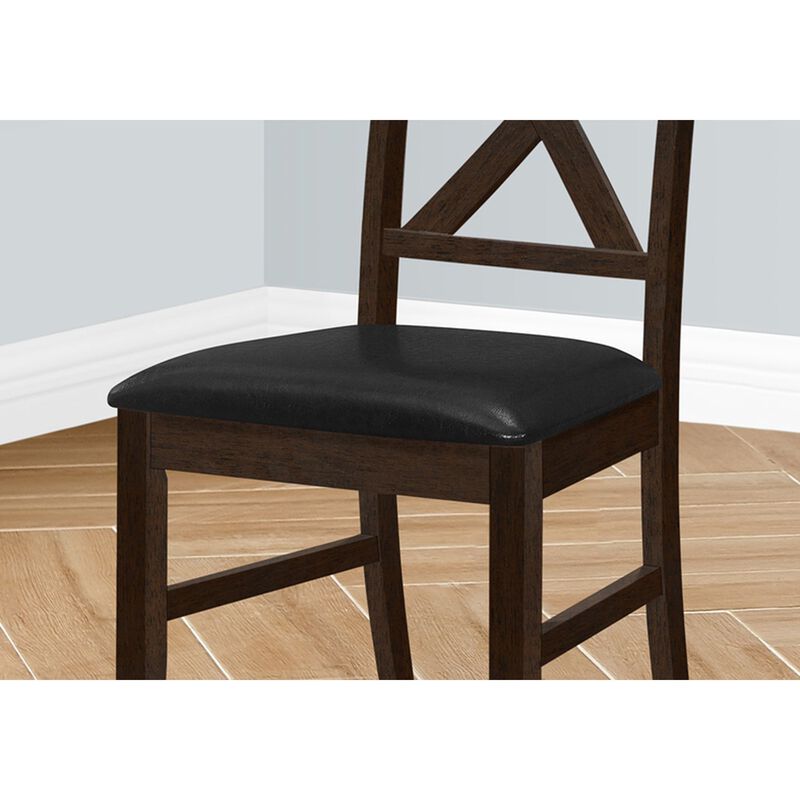 Monarch Specialties I 1333 -  Dining Chair, 37" Height, Set Of 2, Dining Room, Kitchen, Side, Upholstered, Brown Solid Wood, Brown Leather Look, Transitional