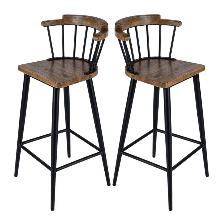 Butler Specialty Merrick Wood and Iron  Spindle Bar Stool, Brown