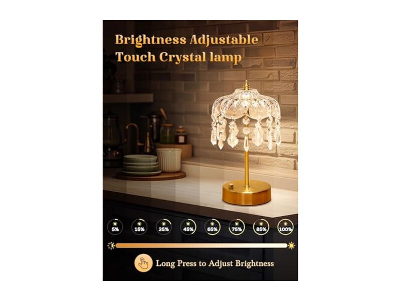 Rechargeable Vintage Crystal Flower Lamp For Bedroom Bathroom 3600mAh image number 3