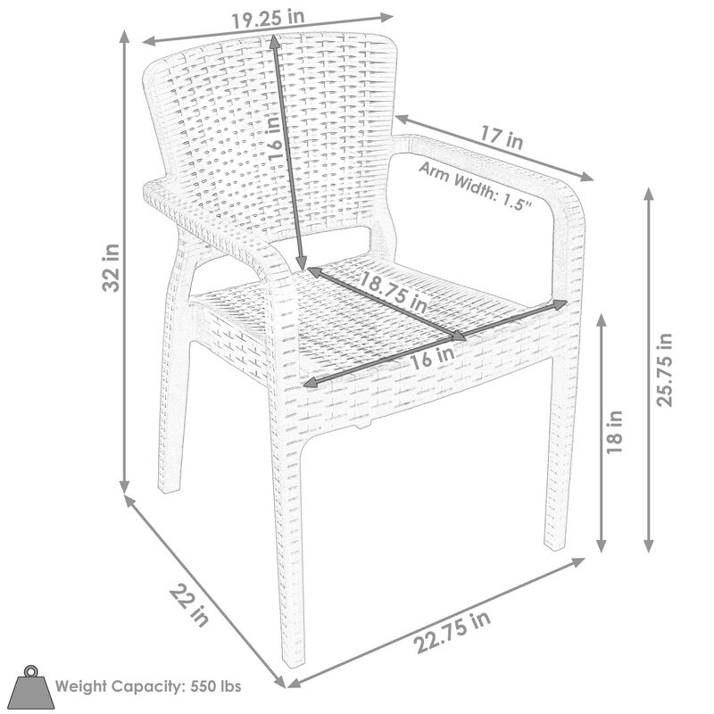 Sunnydaze Segonia Plastic Stackable Dining Armchair