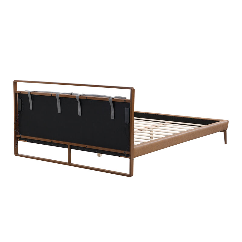 Christopher Knight Home Solis Contemporary Faux Leather Platform Bed with 2 Night Lights