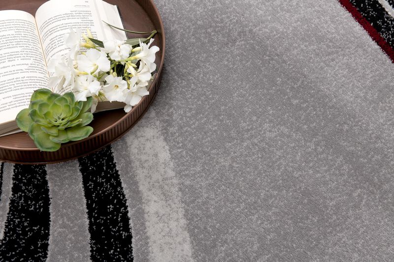 Montage Abstract Lines Grey Black Indoor Runner Rug