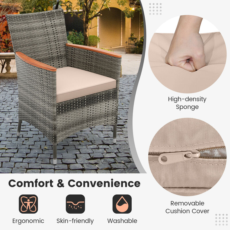 11 Pieces Patio Dining Set with Double-Sided Patio Umbrella Base Included