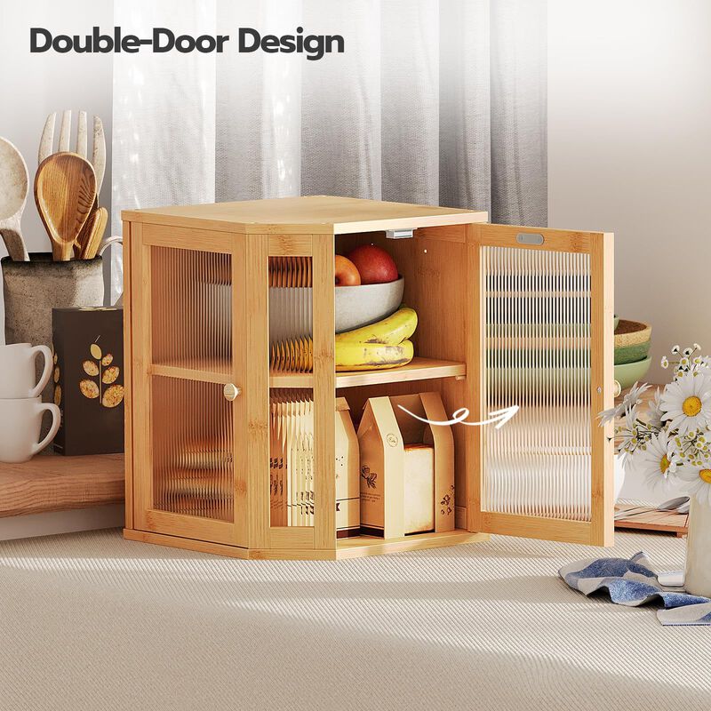 Corner Bread Box for Kitchen Countertop, Compact Storage Organizer image number 3