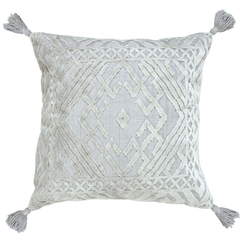 20" Silver Gray Textured Diamond Medallion Square Throw Pillow