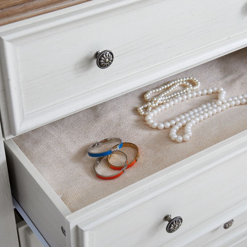 Beige 44.3 in. H Accent Cabinet with 5 Drawers