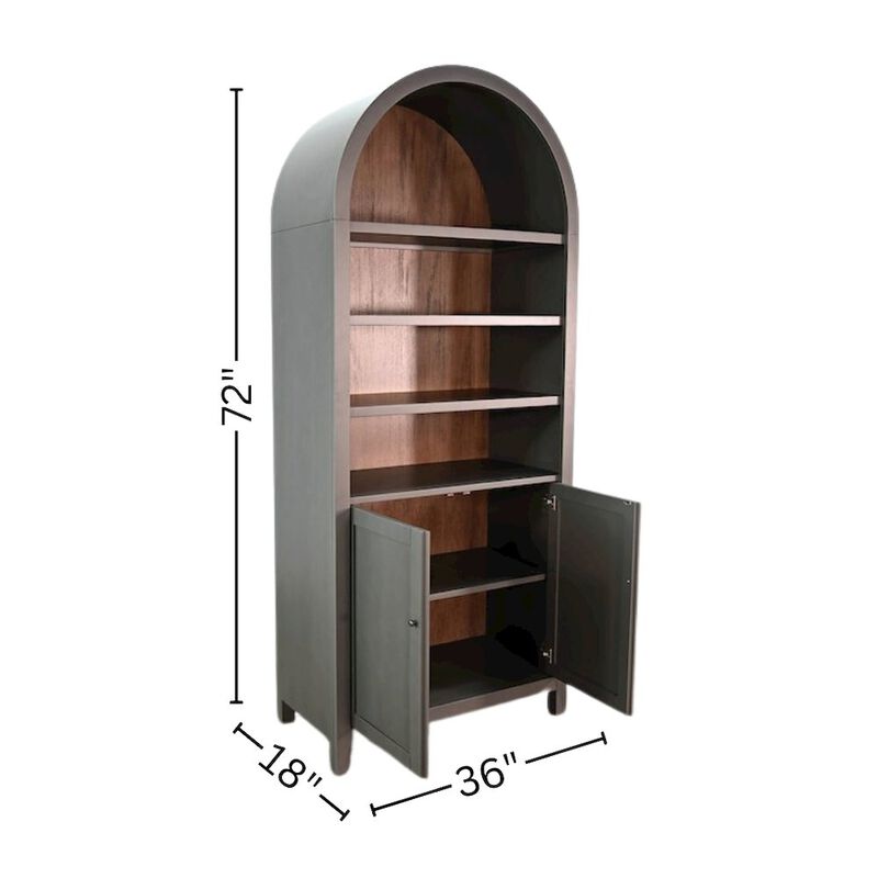 Starlight Canyon Home Brown Solid Wood Arched Cabinet with Doors, Hutch Cabinet with Storage image number 2