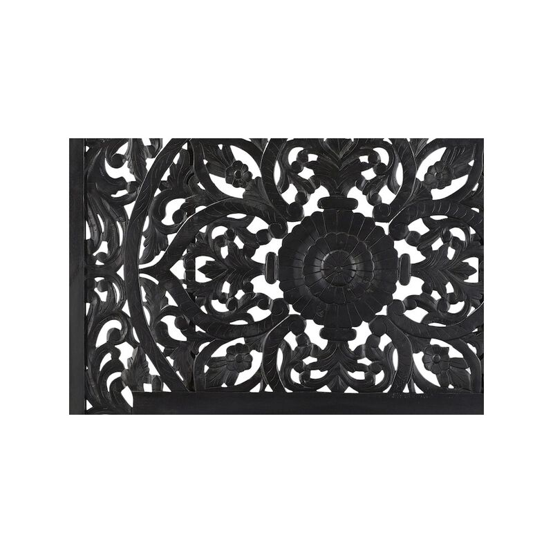 Porter Designs Bali Solid Hand Carved Wood Queen Bed, Black image number 3