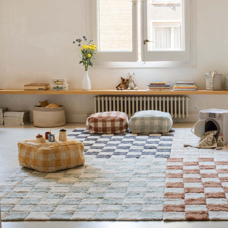 Washable rug Kitchen Tiles Blue Sage