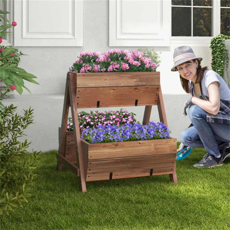 Tall Wooden Garden Bed, Elevated Planter for Small Space Gardening