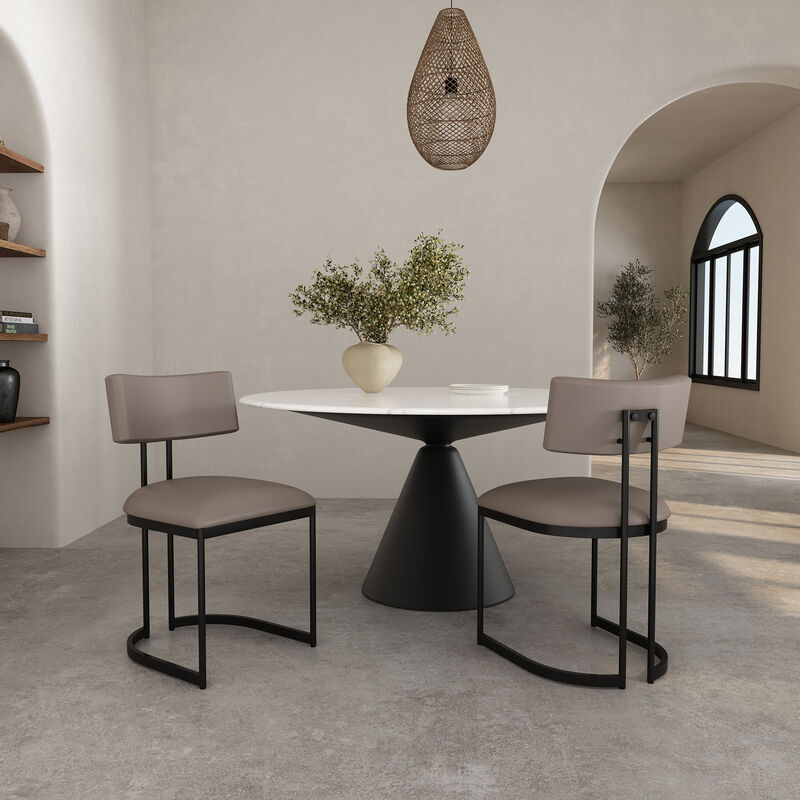 Juno Metal Vegan Leather Side Chair in Taupe