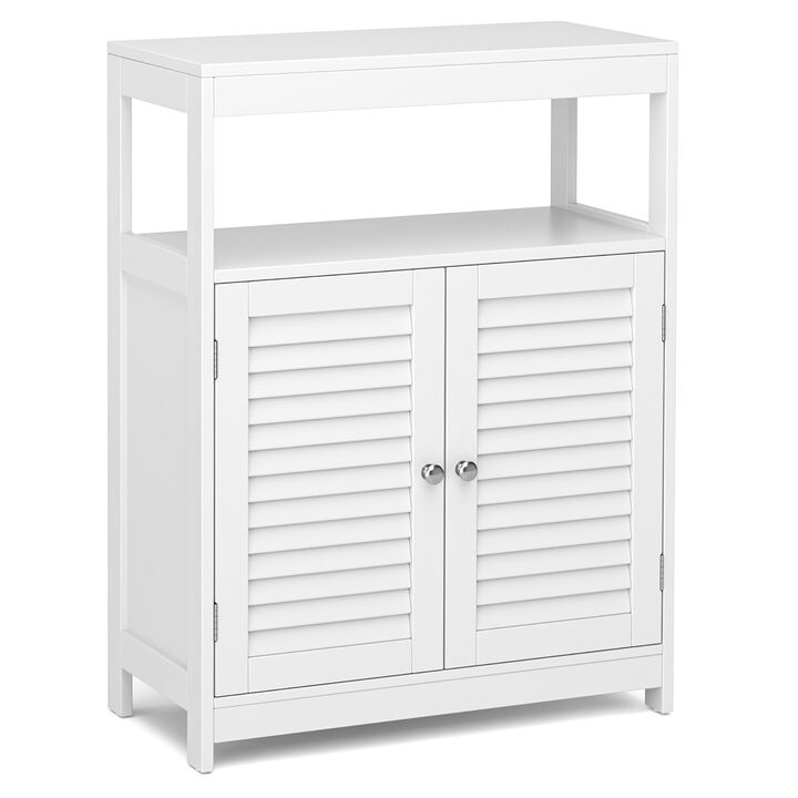 Costway Bathroom Floor Cabinet Free Standing Storage Organizer w/ Double Shutter Doors