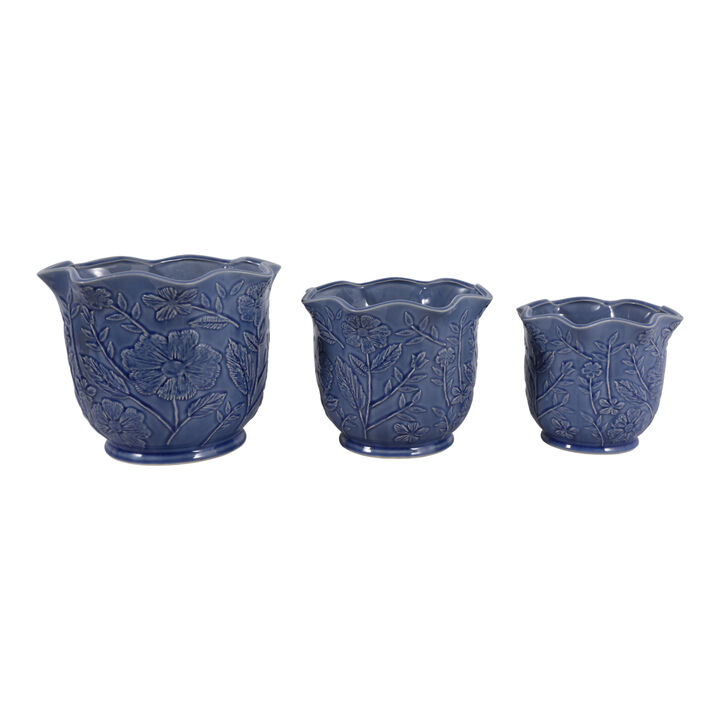 S/3 Wildflower Ruffle Planters