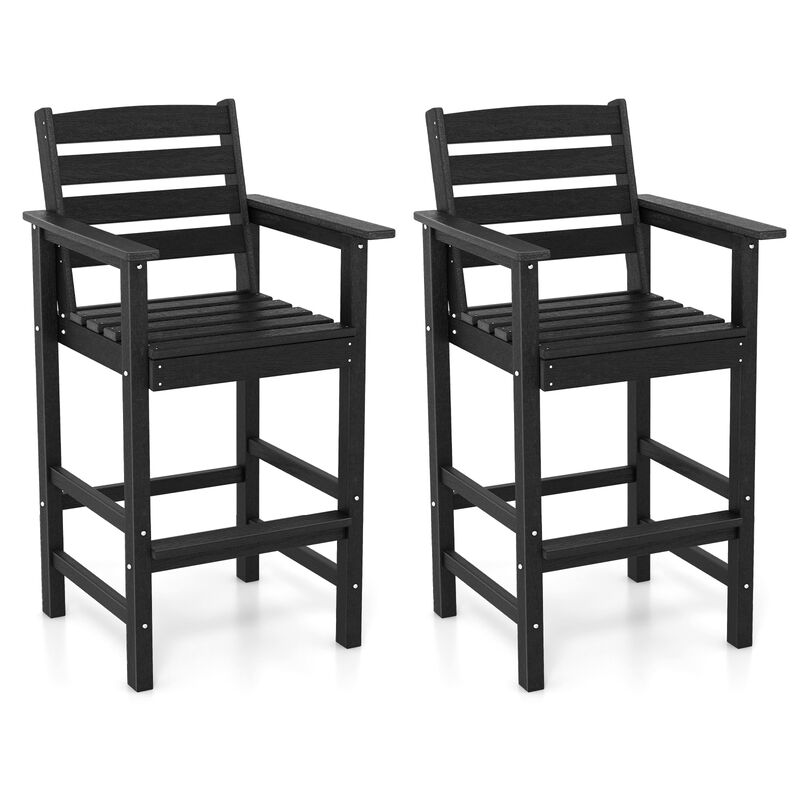 Set of 2 HDPE Adirondack Bar Chairs with Wide Armrests &ndash; Weather-Resistant Patio Seating