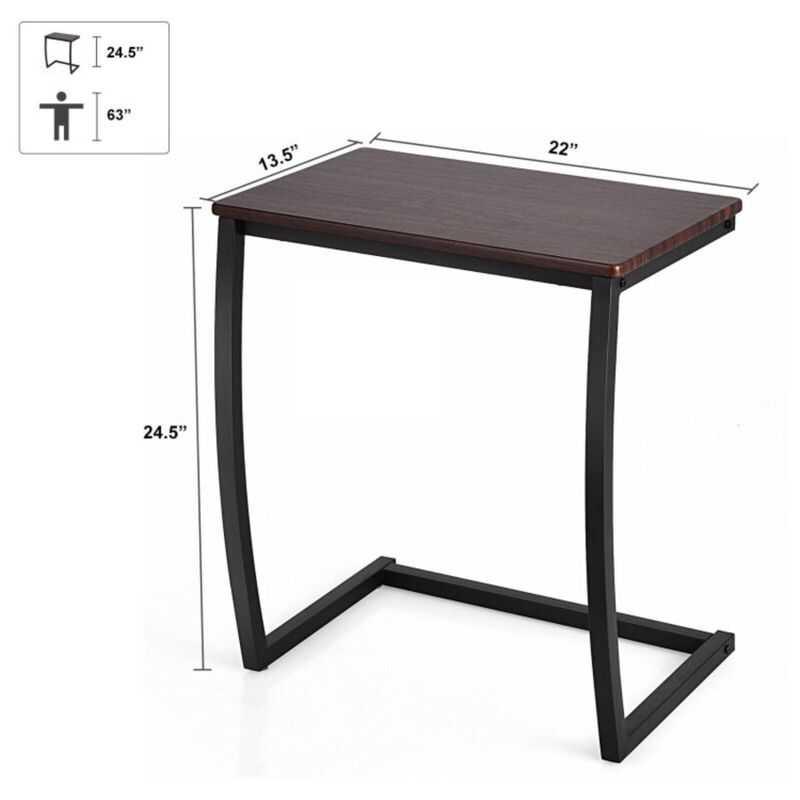 Hivvago Steel Frame C-shaped Sofa Side End Table